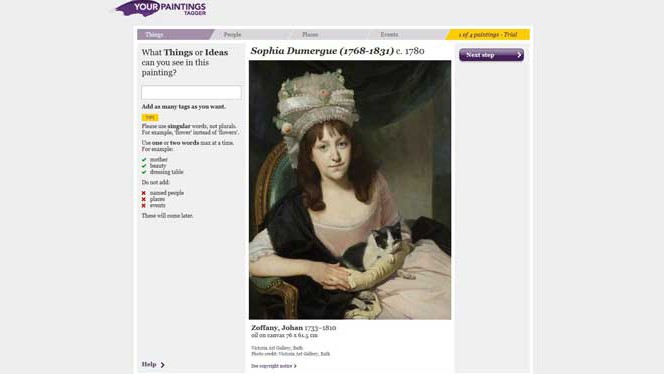 Screenshot of Your Paintings Tagger website