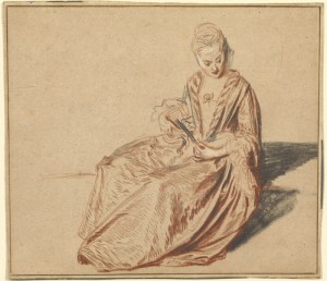 'Seated Woman with a Fan', (c. 1717), Jean-Antoine Watteau. The J. Paul Getty Museum, Los Angeles