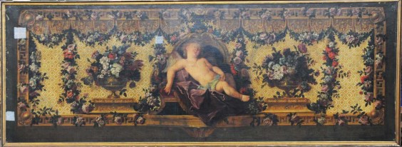 Model for the back of a sofa with Sleeping Cupid (c. 1720-1730), Charles Coypel with Claude Audran and Jean-Baptiste Blain de Fontenay.
