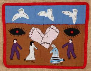 Chilean Arpilleras wall hanging: Dónde están nuestros hijos, Chile. Roberta Bacic's collection. Photo © Martin Melaugh