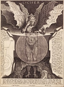 Cornelis Galle I (Flanders, 1576–1650), Lucifer, c. 1595. Engraving. Lent by Kirk Edward Long.