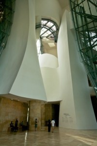 The atirum of the Guggenheim Museum Bilbao, designed by Frank Gehry
