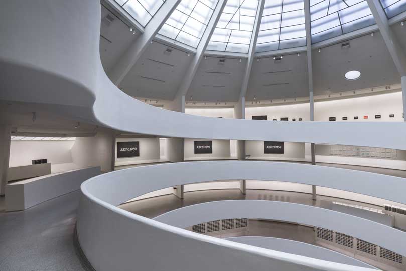 Installation view: 'On Kawara—Silence', Solomon R. Guggenheim Museum, New York, 6 February to 3 May, 2015. 