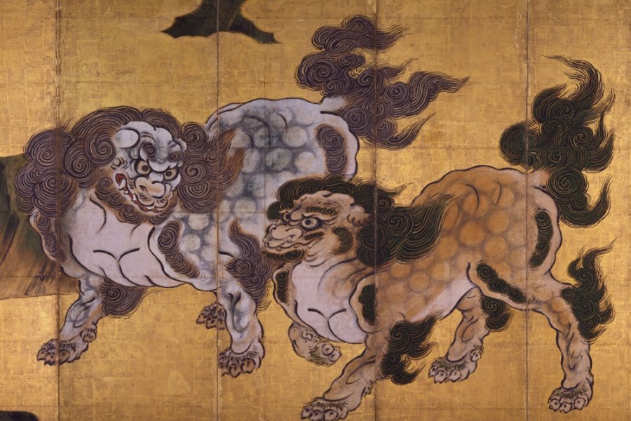 Tigers in a Bamboo Grove (Tigers at Play) (detail), mid 1630s, Kano Tan'yu.
