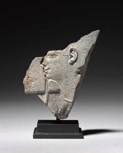 Egyptian fragment with profile of god or pharaoh (30th Dynasty-Early Ptolemaic Period, c. 350–300 BC)