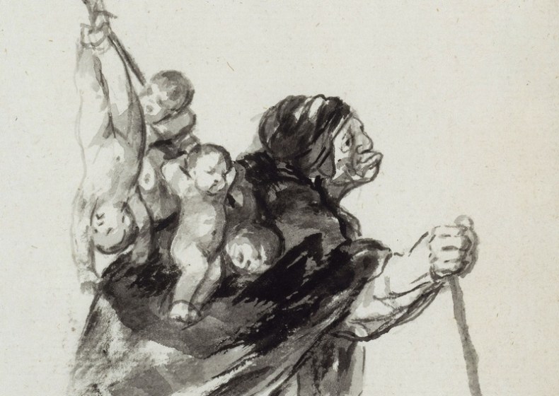 from the 'Witches and Old Women' Album (D), page 15 (detail; c. 1819–23), Francisco de Goya