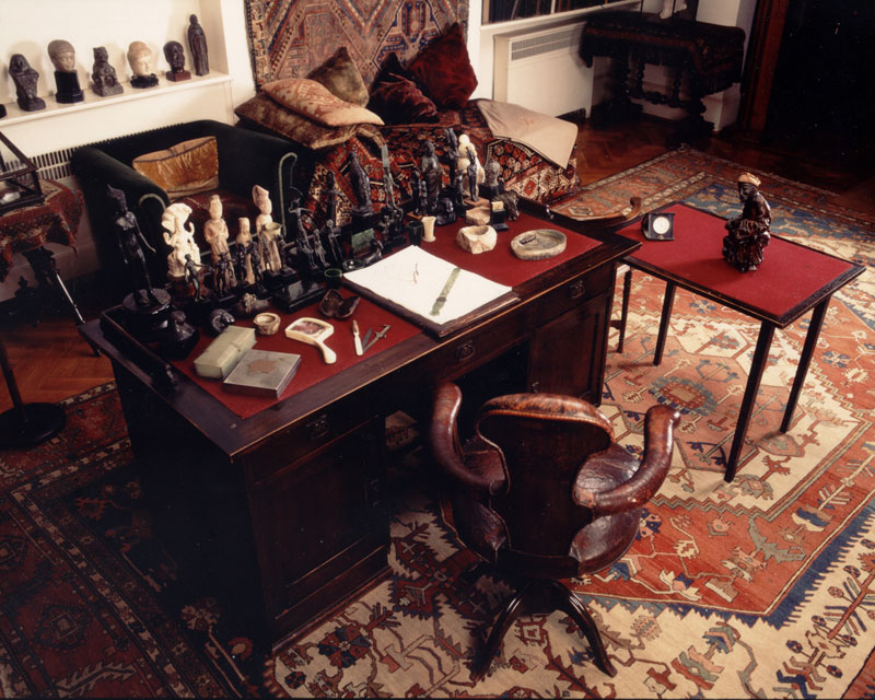 Sigmund Freud's (1856–1939) study at his Hampstead home, including some of his collection of over 3,000 ancient artefacts.