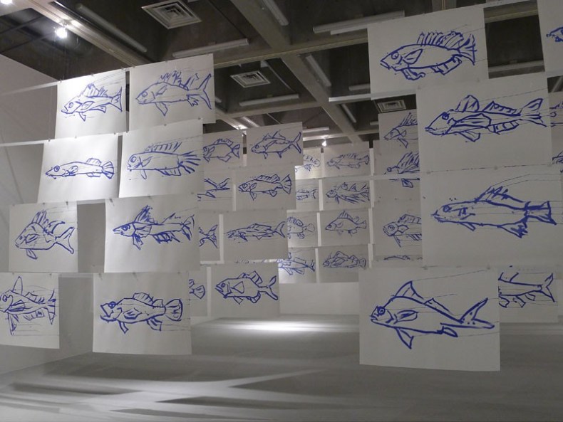 Installation shot of ‘They Come to Us Without a Word’ by Joan Jonas, at the CCA Kitakyushu, Japan in 2013.