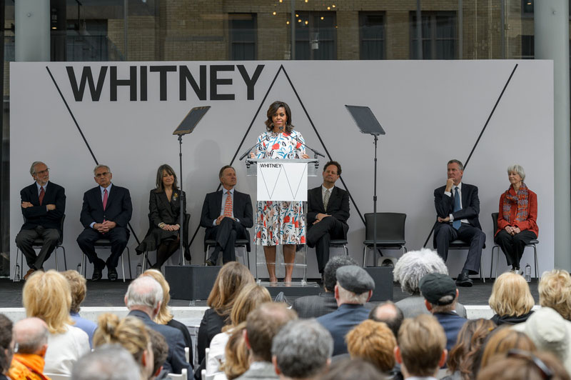 Michelle Obama at the Whitney opening ceremony.