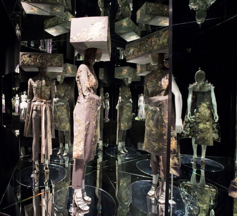 Installation view of 'Romantic Exoticism' gallery, 'Alexander McQueen Savage Beauty' at the V&A. Credit: Victoria and Albert Museum