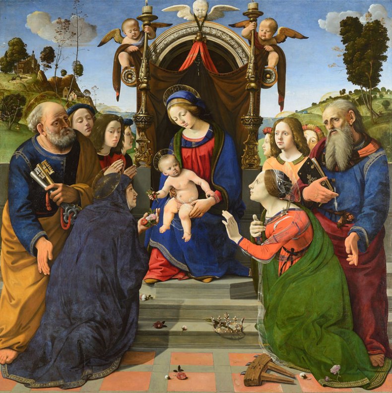 (completed by 1493), Piero di Cosimo, oil and tempera on panel, 203 x 197cm.