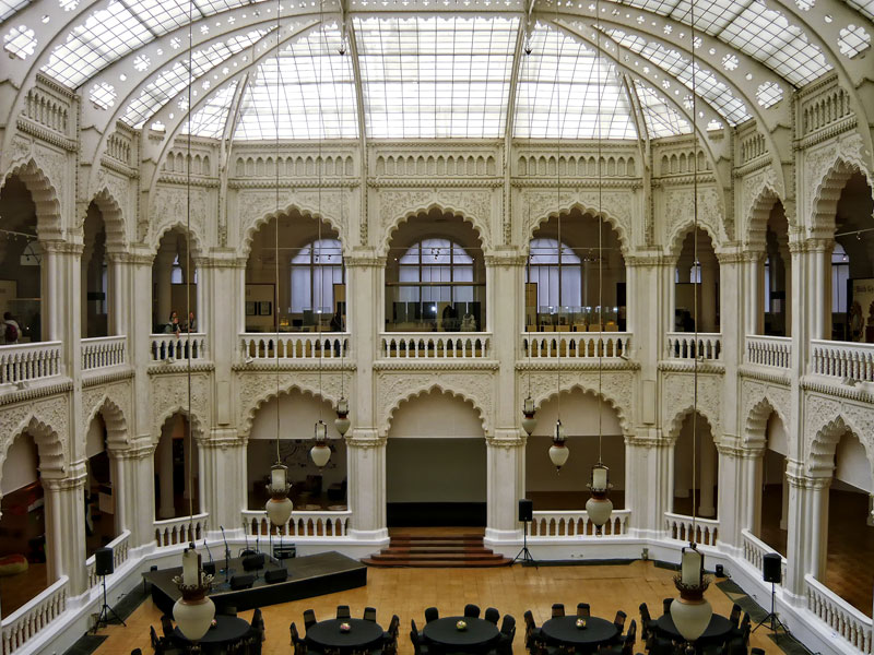 The museum's atrium displays strong Indo-Saracenic influences.