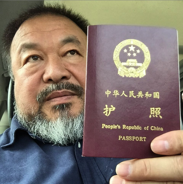 Ai Weiwei shows the world his passport via Instagram.