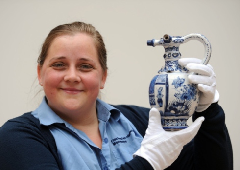 Carrie Willis is pictured at Ipswich Art School with the jug