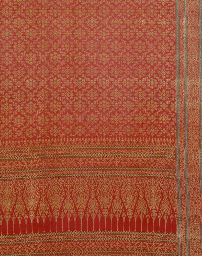 Ceremonial cloth, woven silk and gold-wrapped thread (19th century), Gujarat for the Thai market.