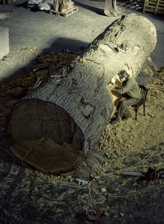 Giuseppe Penone (b. 1947) at work on Cedro di Versailles (Versailles Cedar) (2000-2003) in his studio in Turin.