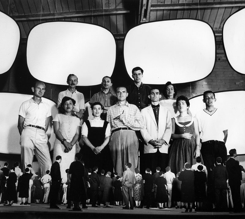 Office staff with model for Glimpses of the U.S.A, Moscow (1959)