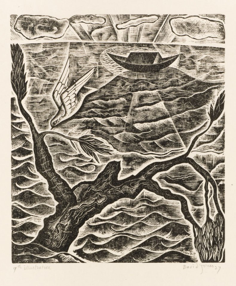 (1927), David Jones, wood engraving from  the series made for The Chester Play of the Deluge.