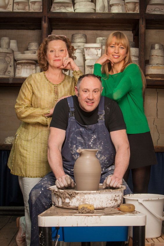 Kate Malone, Keith Brymer Jones and Sara Cox prepare to sex up pottery.