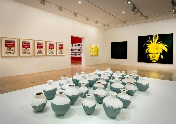 Installation view of the Andy Warhol | Ai Weiwei exhibition at the National Gallery of Victoria, 11 December 2015 – 24 April 2016. Andy Warhol artwork © 2015 The Andy Warhol Foundation for the Visual Arts, Inc./ARS, New York. Administered by Viscopy, Sydney; Ai Weiwei artwork © Ai Weiwei. Photo: John Gollings