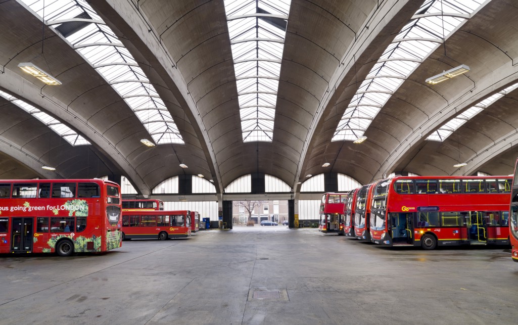 Stockwell Bus Garage, by Adie, Button & Partners, 1951–53; John Smith of A.E. Beer & Co.
