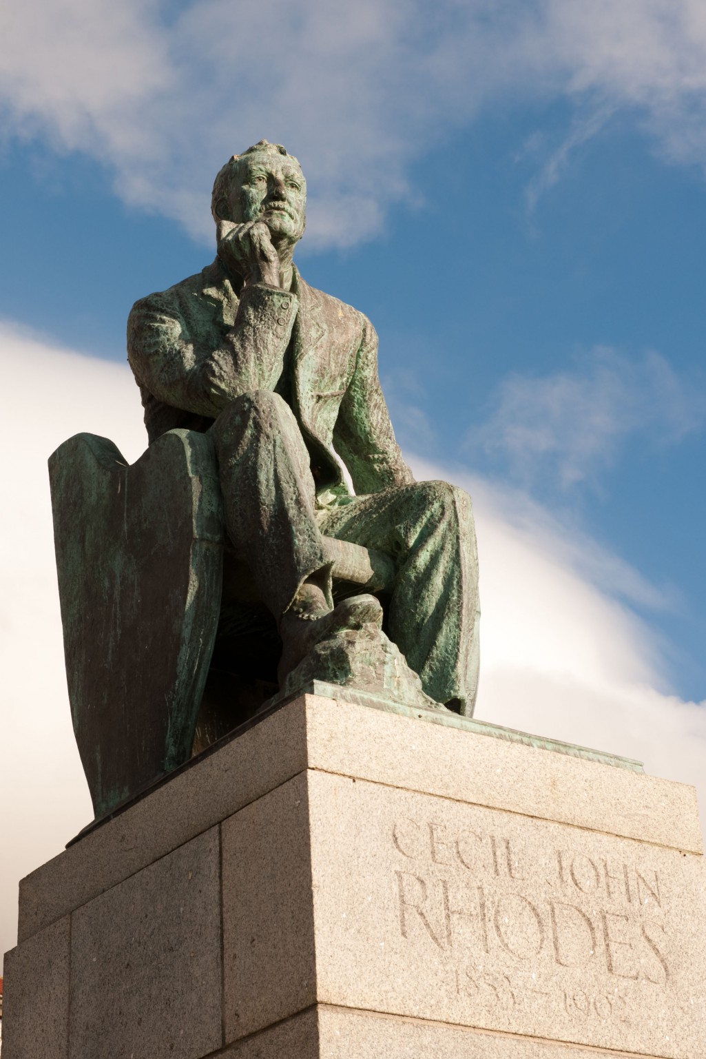 Statue of Cecil Rhodes at the University of Cape Town, erected in 1934 and removed in 2015