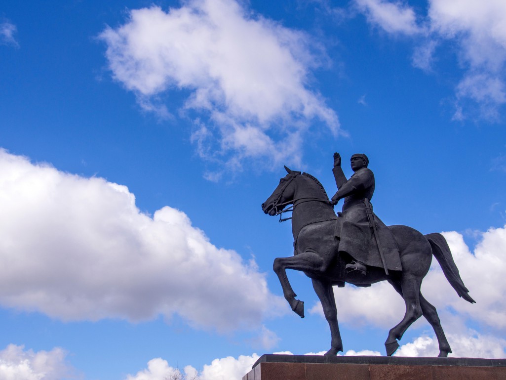 Equestrian statue of Kliment Voroshilov in his birthplace of Lugansk, Ukraine