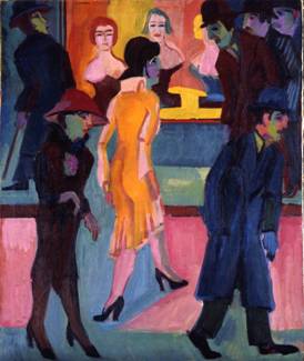 Street Scene in front of the Hair Salon, 1926, by Ernst Ludwig Kirchner