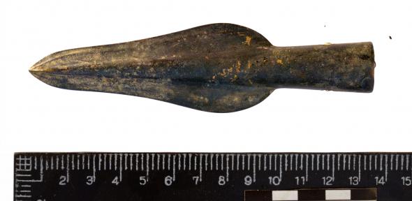 A spearhead from the 2006 excavation at Must Farm, Cambridgeshire. Photo: Cambridge Archaeological Unit