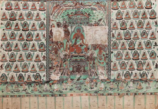 Cave 320, south wall, depiction of the Aparimitāyus Sutra