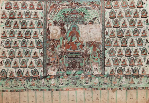 Cave 320, south wall, depiction of the Aparimitāyus Sutra