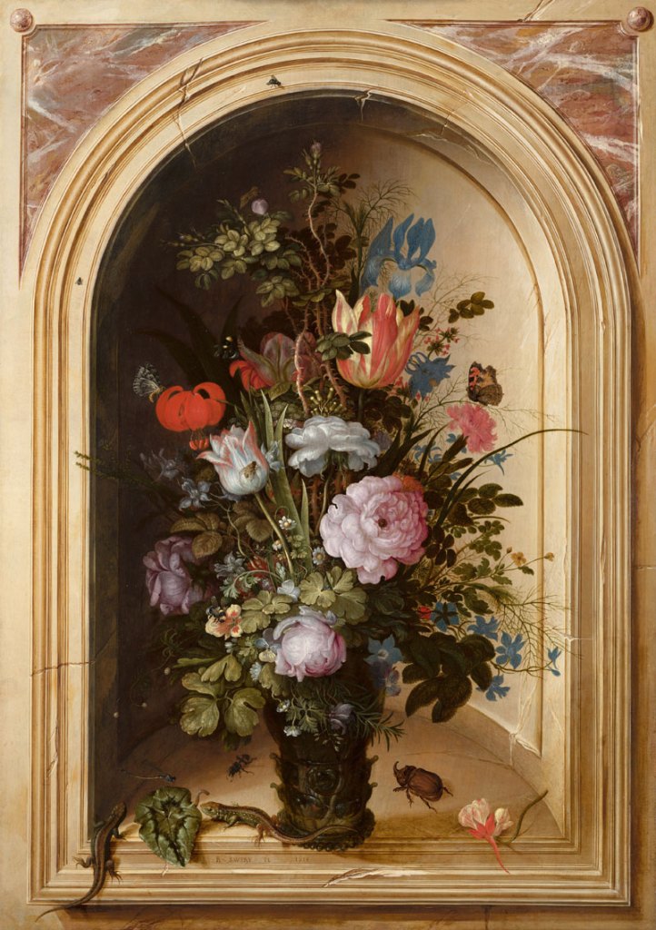 Vase of Flowers in a Stone Niche (1615), Roelant Savery.