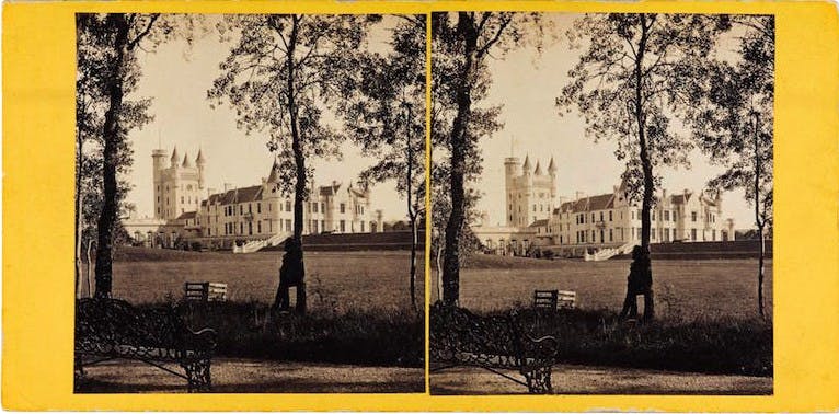 Stereocard depicting Balmoral Castle from the north-west (1863), George Washington Wilson (1823–90) & Co., Aberdeen. © National Museums Scotland