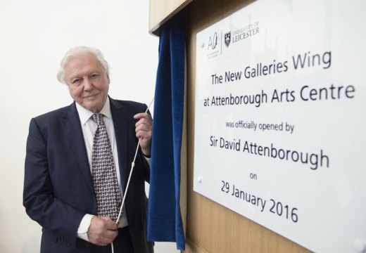 David Attenborough at the Attenborough Arts Centre for the opening of the new gallery.