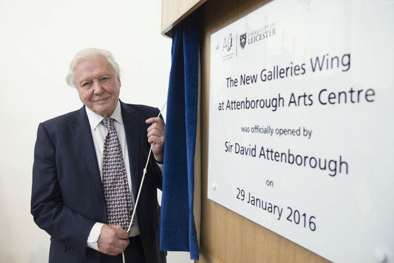 David Attenborough at the Attenborough Arts Centre for the opening of the new gallery.