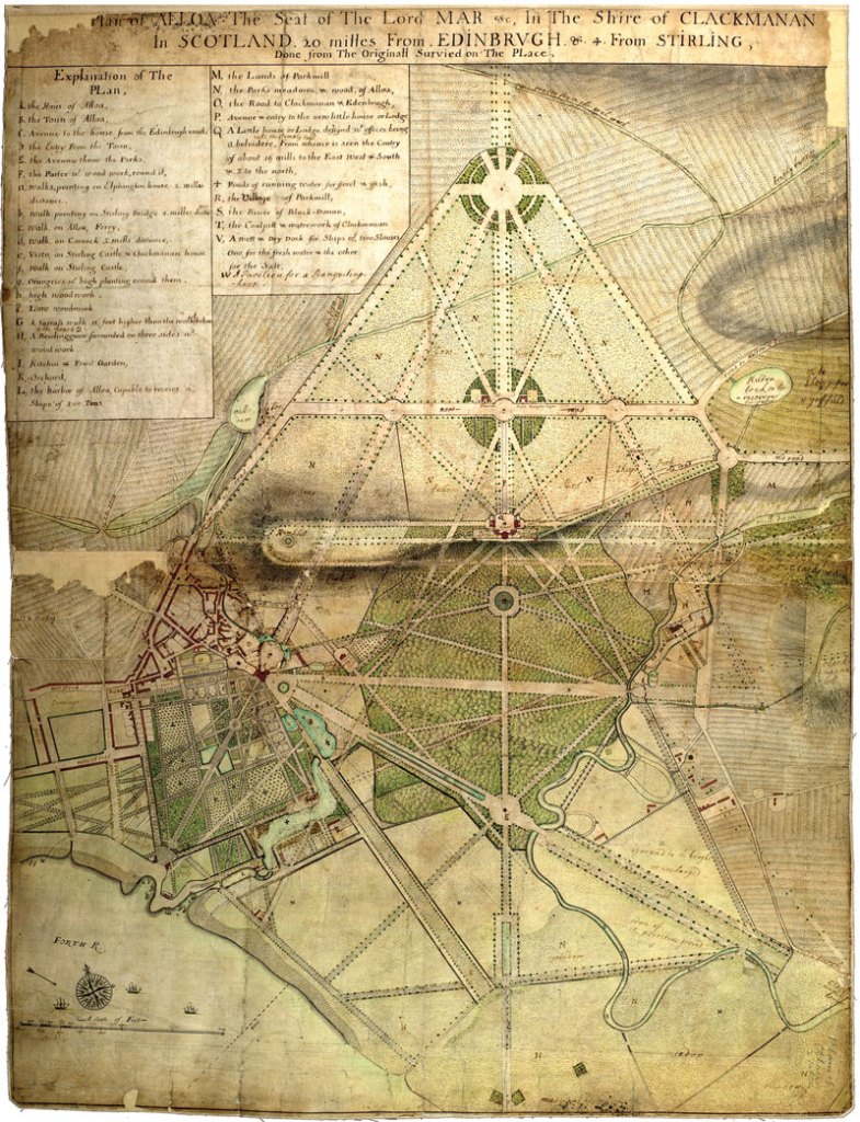 Survey plan of the Mar family estate at Alloa, designed in 1710 by John Erskine, sixth earl of Mar.