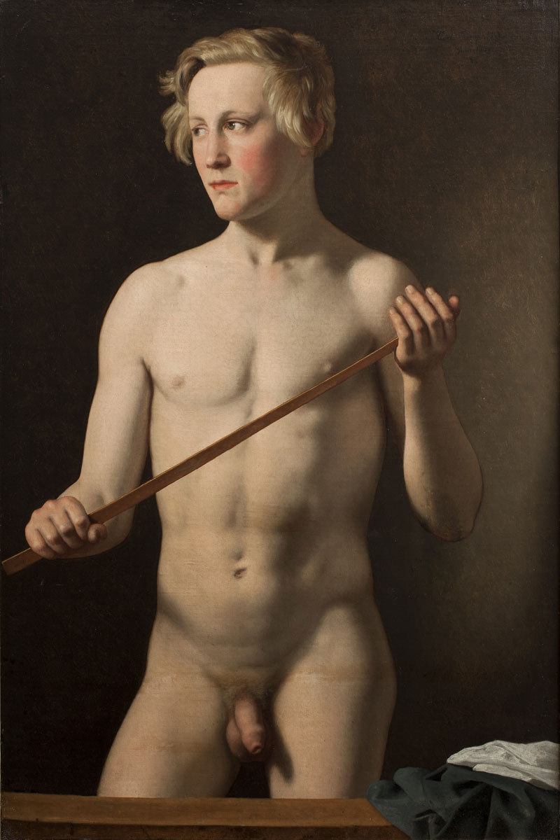 Male Model holding a Staff. Carl Frørup, 18 years (1837) Christoffer Wilhelm Eckersberg.