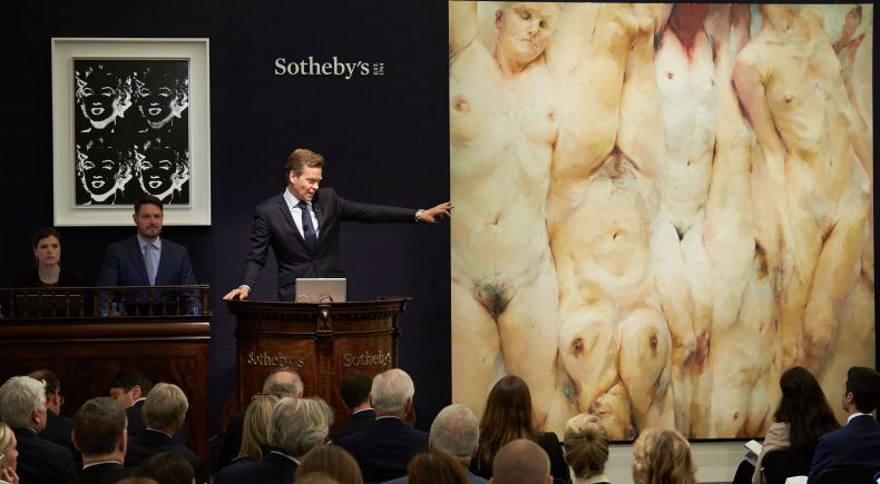 Jenny Saville's 'Shift' (pictured, right) fetched £6.6 million (with fees) at Sotheby's contemporary sale last night.