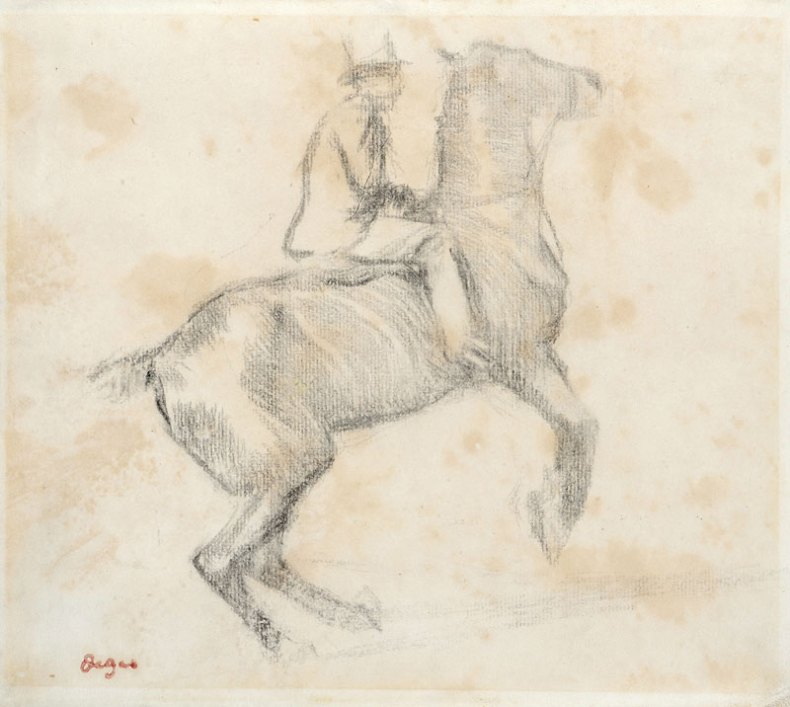 Horse and Rider (Cheval se cabrant (La courbette) (late 19th century), Edgar Degas