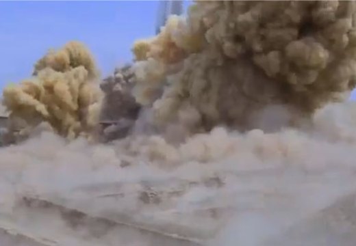 Screenshot from the video that purportedly shows ISIS militants destroying the Temple of Nabu in Iraq.