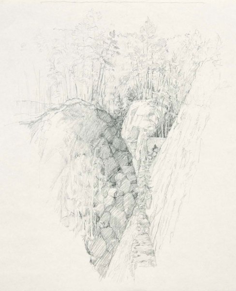 Mine cave in topographic study from the Romantic era, by Jussi Kivi