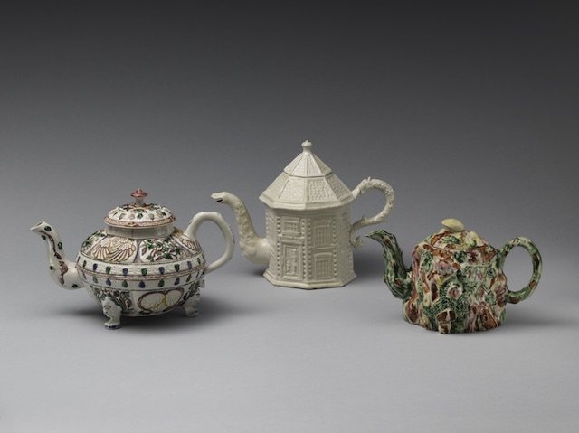 Three Staffordshire teapots dating to c. 1745–60, among the stoneware that will be on show in the redisplayed British decorative arts galleries at the Metropolitan Museum of Art, New York (due to open in 2018).