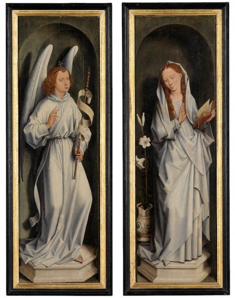 The Triptych of Jan ￼Crabbe (closed), Annunciation Panel
