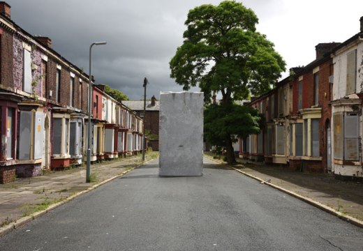 Momentary Monument – The Stone (2016), Lara Favaretto, installation view at Welsh Streets, Liverpool Biennial 2016.