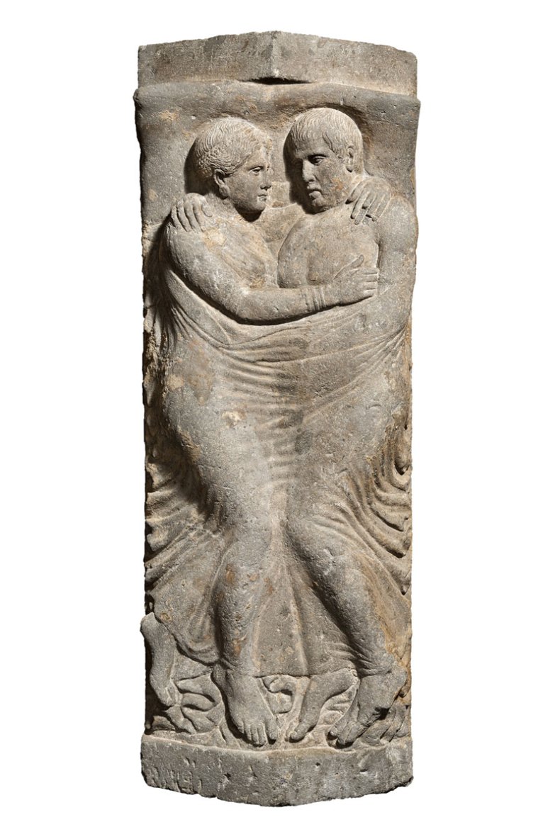 Sarcophagus and lid with portraits of husband and wife (Late 4th–early 3rd century BC), Etruscan; Volcanic tuff.
