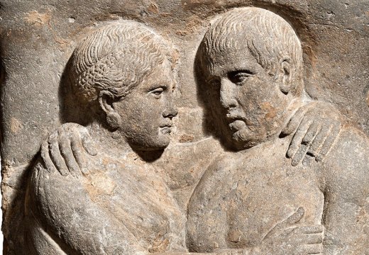 Sarcophagus and lid with portraits of husband and wife (detail; late 4th–early 3rd century BC), Etruscan; Volcanic tuff.