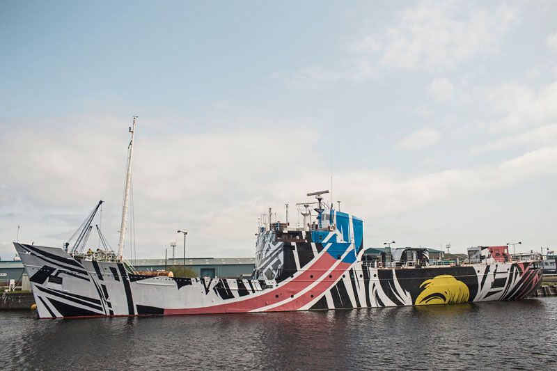 Dazzle Ship Scotland Every Woman (2016), Ciara Phillips. Photo: Ross Fraser McLean/ Studio RoRo