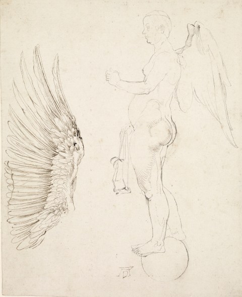 Sketch for the winged figure of Fortune