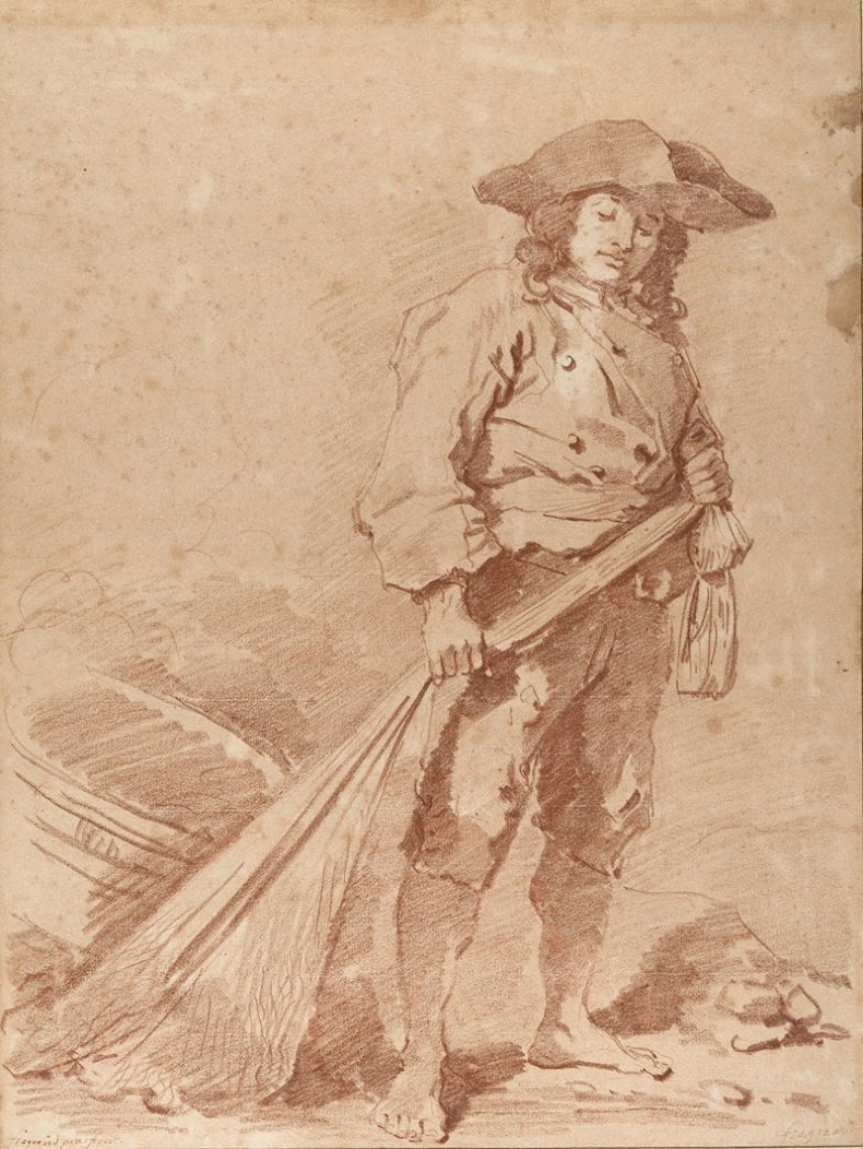 A Fisherman Pulling a Net