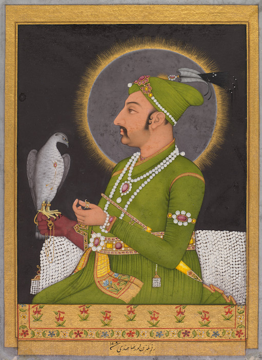 Posthumous portrait of the Mughal emperor Muhammad Shah (1719–48) holding a falcon